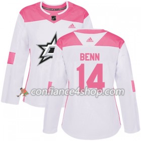 Adidas Maillot de Hockey Dallas Stars Jamie Benn 14 2017-2018 Blanc Rose Fashion Authentic - Femme